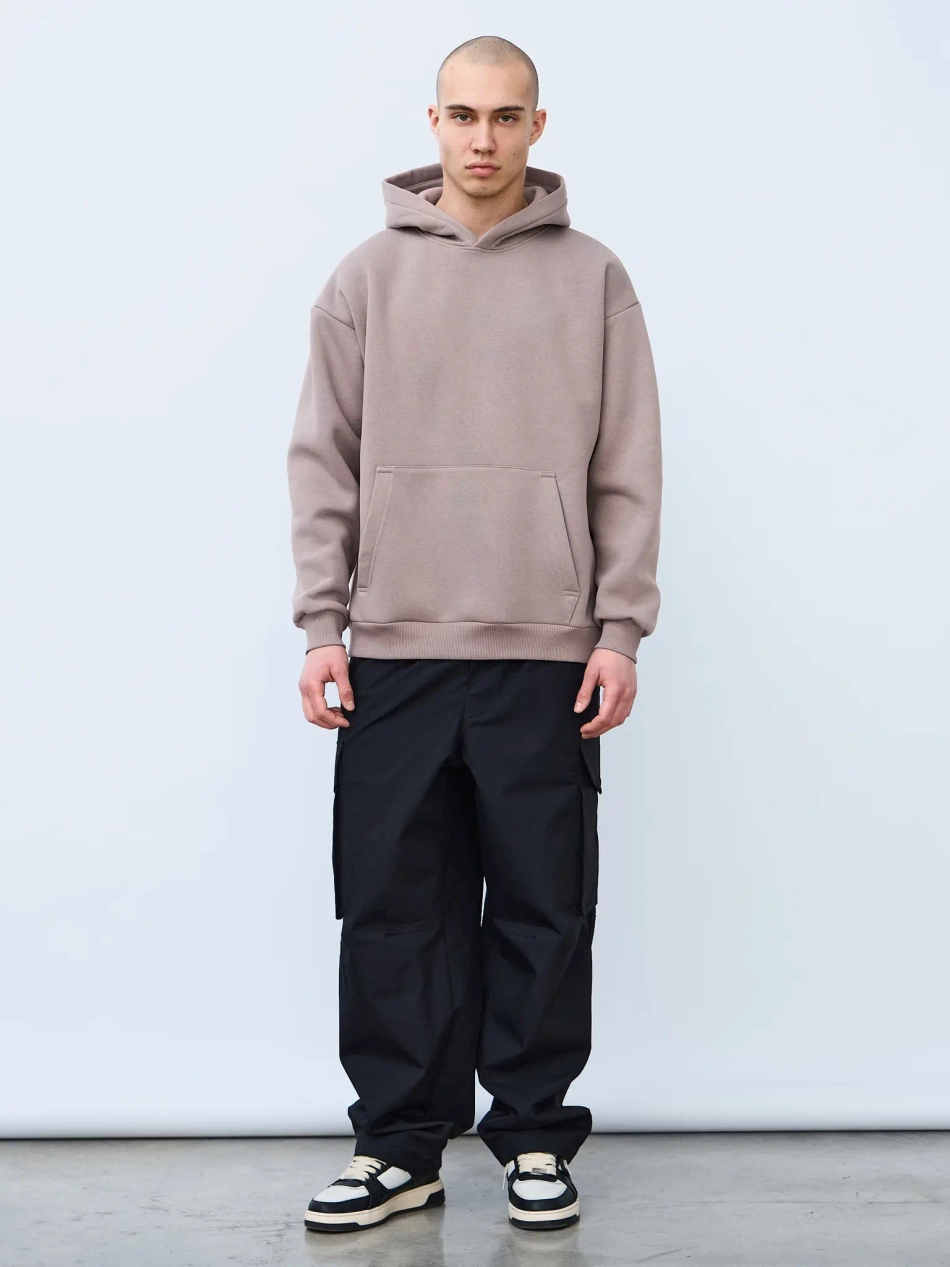 Худи оверсайз с начесом (темно-бежевый)