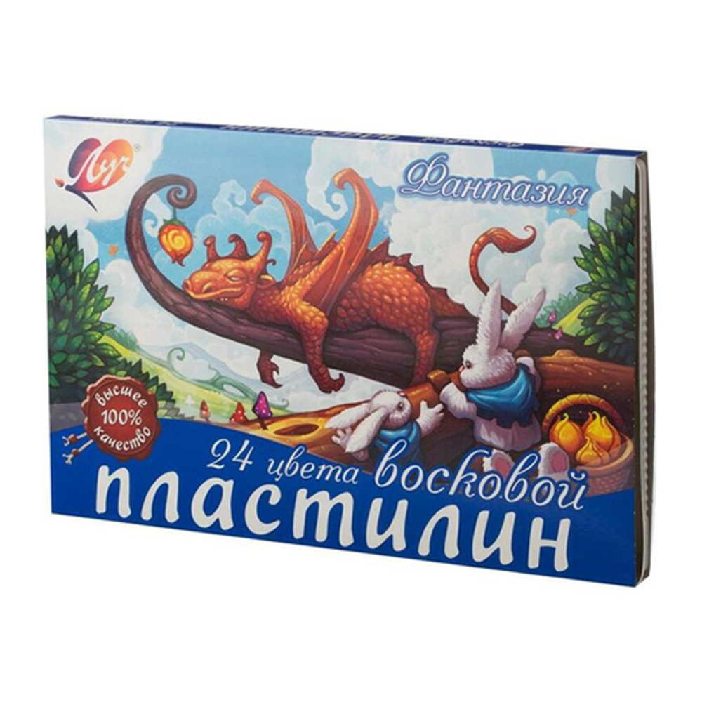 Пластилин восковой 24цв 360г "Фантазия" стек карт упак