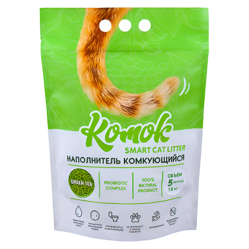 Komok тофу наполнитель комкующийся биоразлогаемый зеленый чай