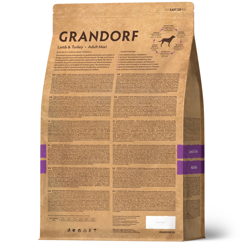 Grandorf Lamb & Turkey, Adult Maxi для крупных пород (Ягнёнок с индейкой)