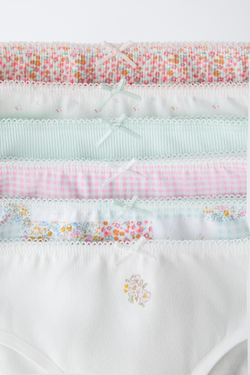 ZARA НАБОР ИЗ ДВУХ ТРУСОВ В СТИЛЕ ПЭЧВОРК С ЦВЕТАМИ В РУБЧИК, РАЗНОЦВЕТНЫЙ