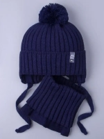 Шапка осенняя детская на завязках и снуд