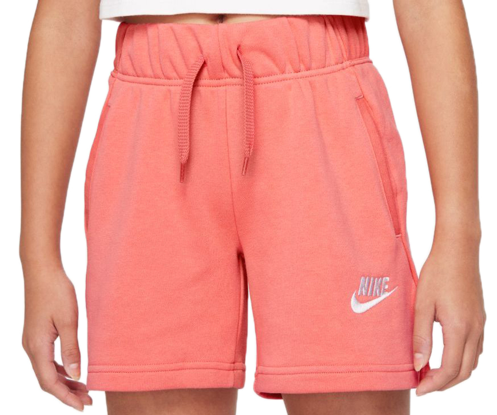 Шорты для девочки теннисные Nike Sportswear Club FT 5 Short G - pink salt/white