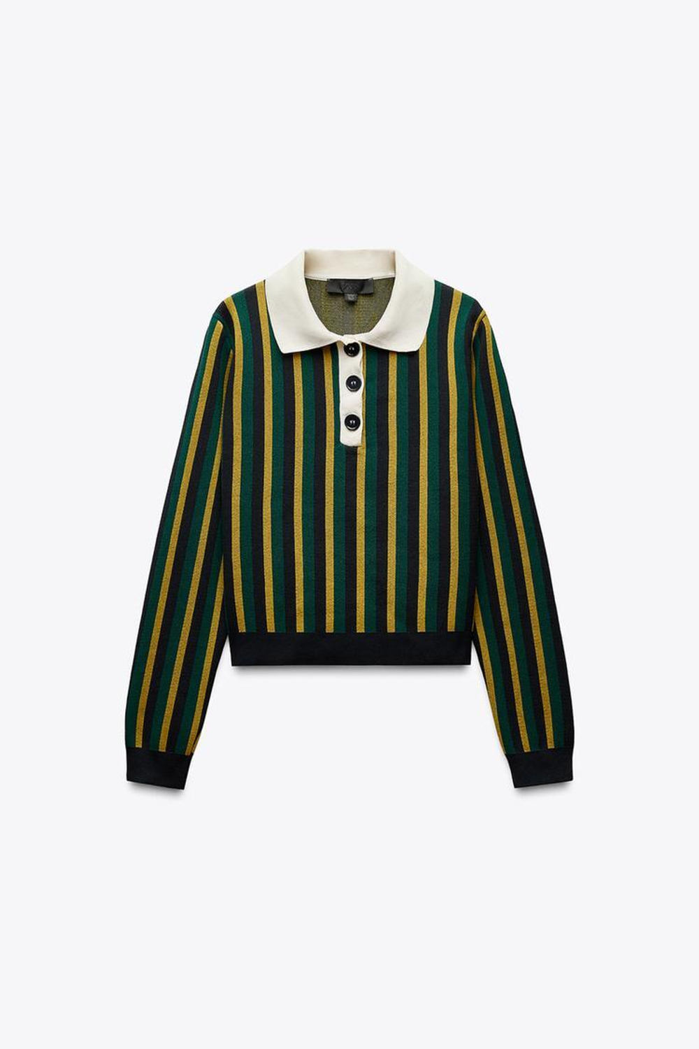 ZARA СВИТЕР В ПОЛОСКУ С ВОРОТНИКОМ ПОЛО, РАЗНОЦВЕТНЫЙ