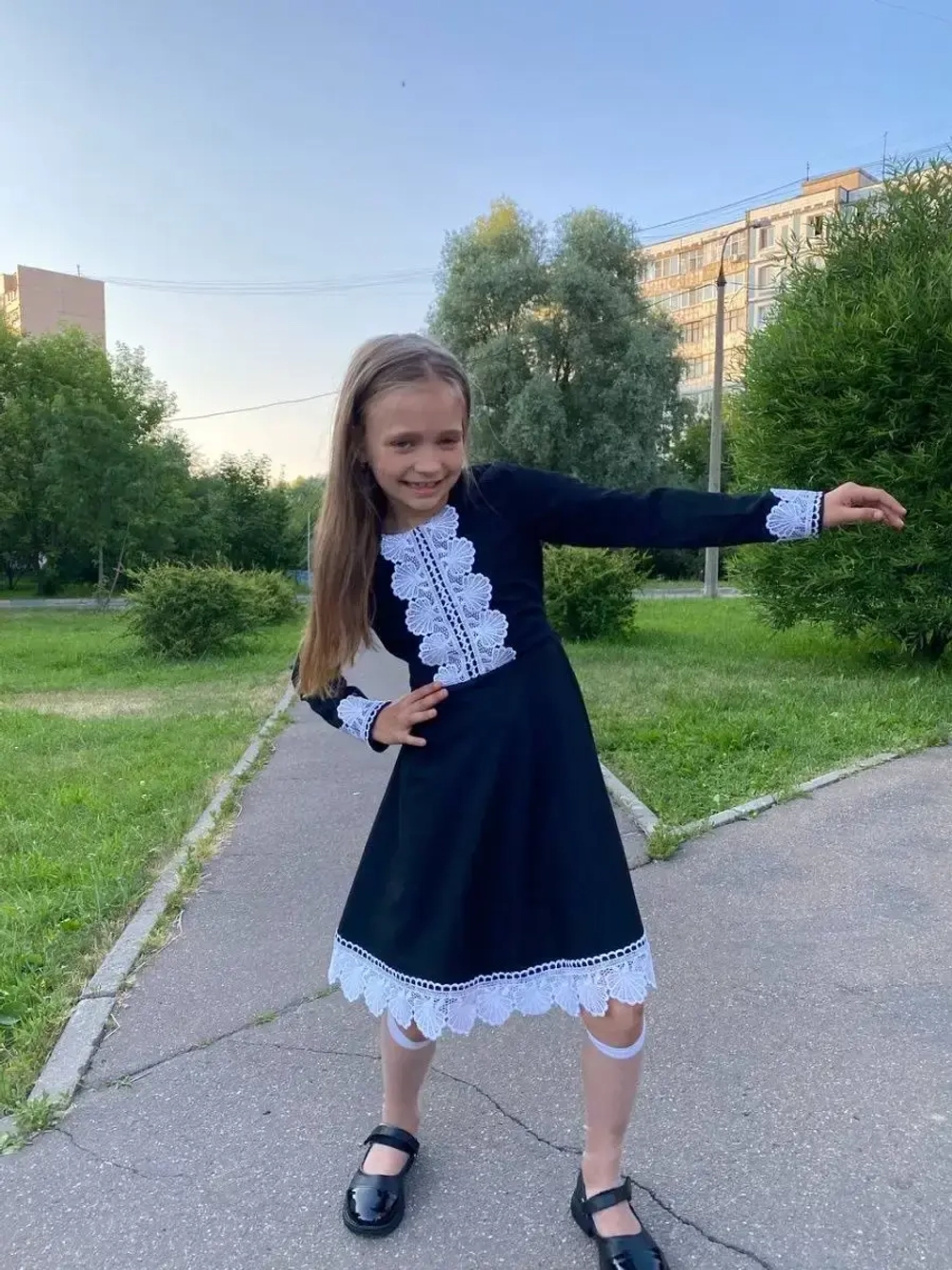 Платье школьное с длинным рукавом