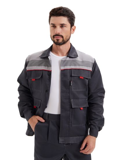 Костюм "Нова" (куртка+брюки) цв. т. серый/св. сер.