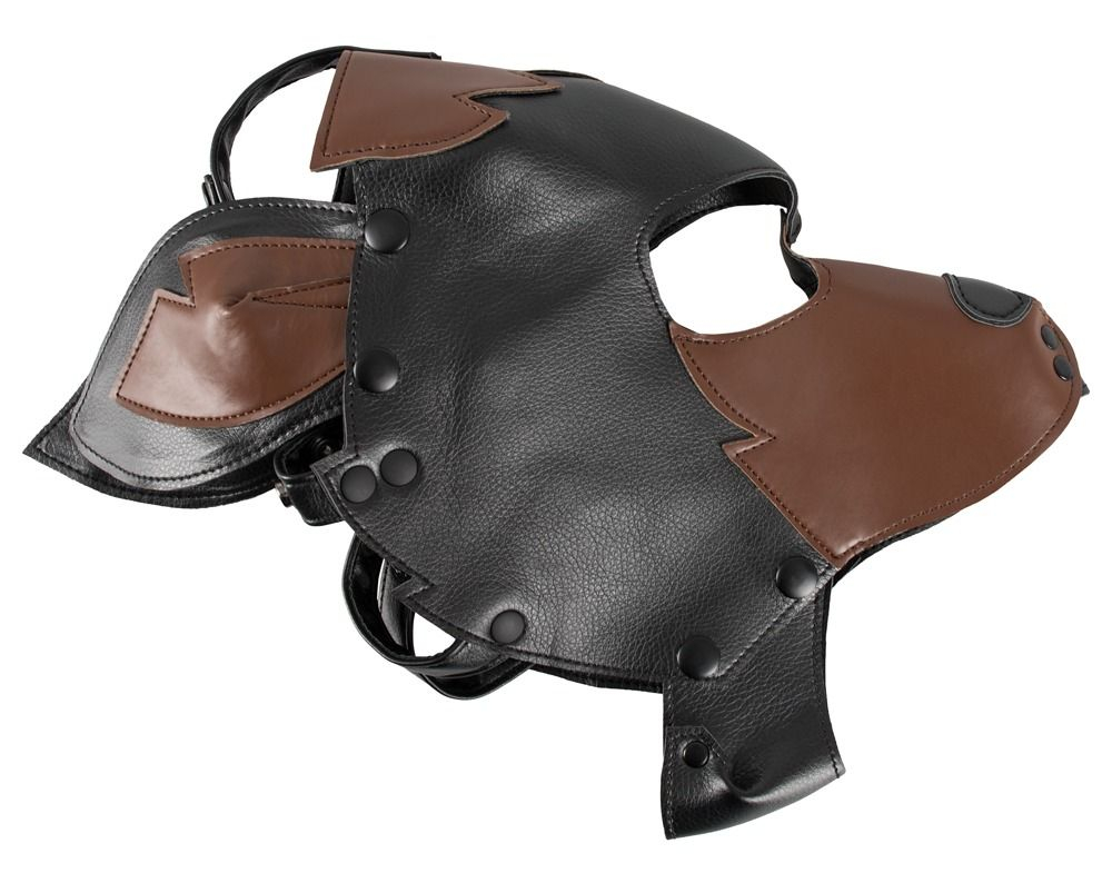 Маска на голову в виде собаки (Цвет: черный с бежевым)