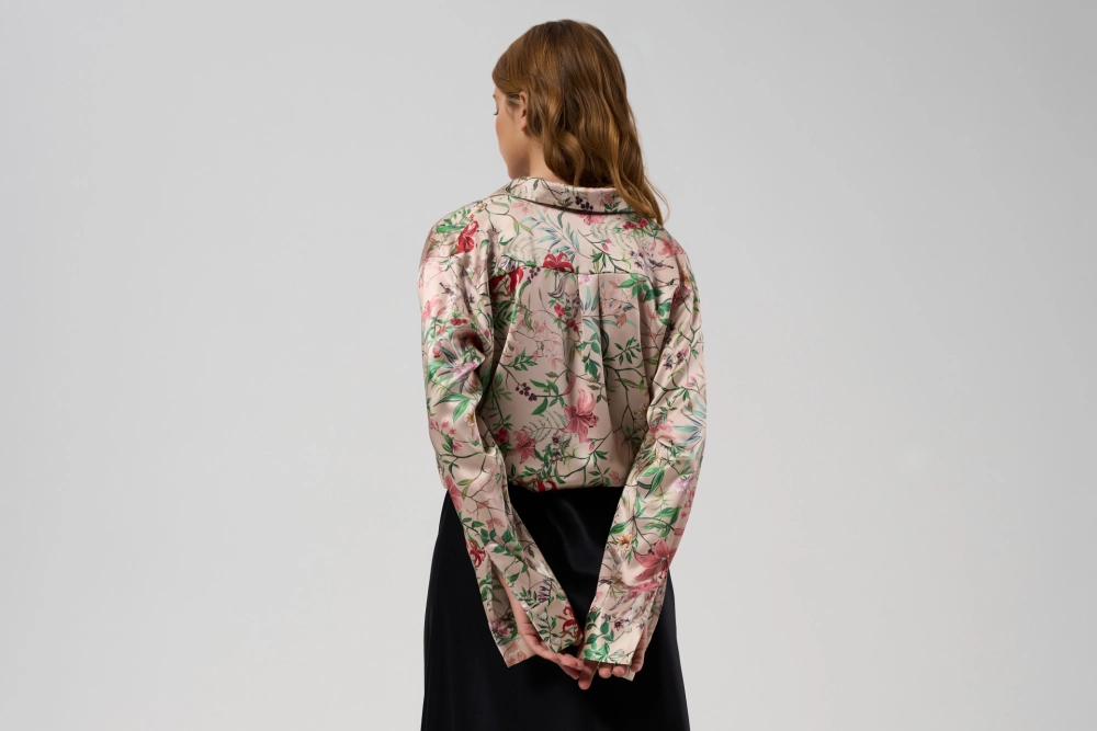 Рубашка шелковая женская Mollen Корсак пудровая