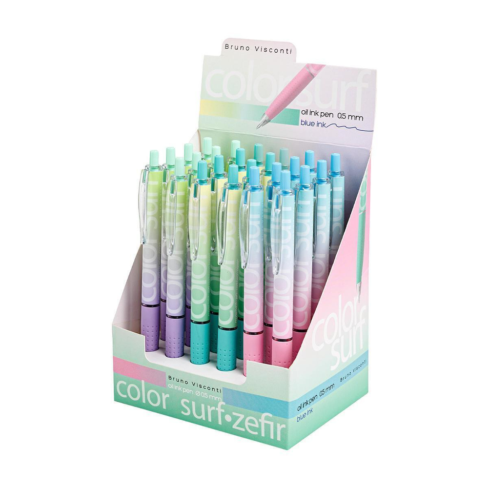 Ручка масляная автомат. 0,5мм. синяя "ColorSurf. Zefir" (BrunoVisconti)