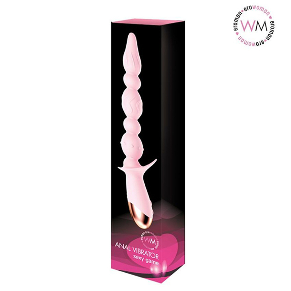 Розовый анальный вибратор-ёлочка с 10 режимами вибрации Bior Toys Erowoman-Eroman EE-10290