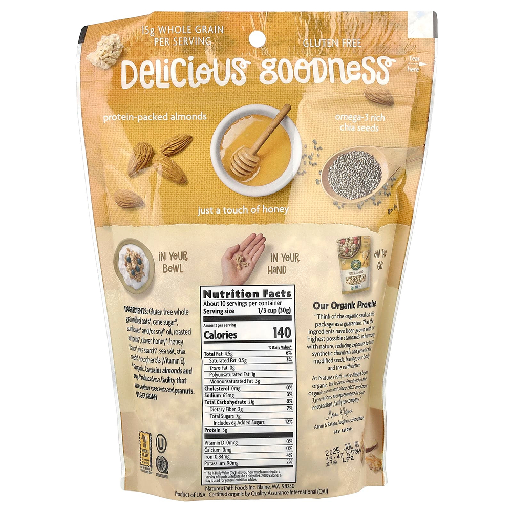 Nature's Path, Хрустящая гранола, мед и миндаль, 312 г (11 унций)