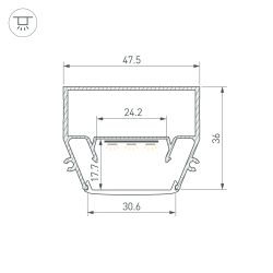 Профиль STRETCH-S-35-CEIL-CENTER-2000 (GAMMA35) (Arlight, Алюминий) 040699
