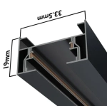 Трековая система освещения CITY 2TRA 220V 1.5м. Чёрный шинопровод осветительный двух-контактный однофазный трек подвесной/накладной 34x19x1500mm IP20/ коннектор для подключения и заглушка в комплекте