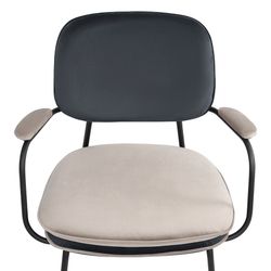 Стул с подлокотниками и контрастным кантом Pea, велюр, темно-серый/бежевый