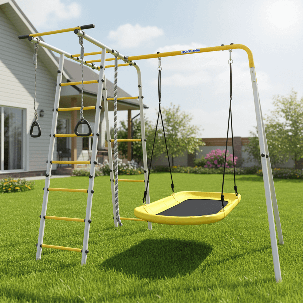 ROMANA Полянка (желтый/серый) (с цепными качелями)