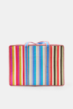 ZARA СТЕГАНАЯ СУМКА В ПОЛОСКУ С ЦВЕТАМИ, РАЗНОЦВЕТНЫЙ