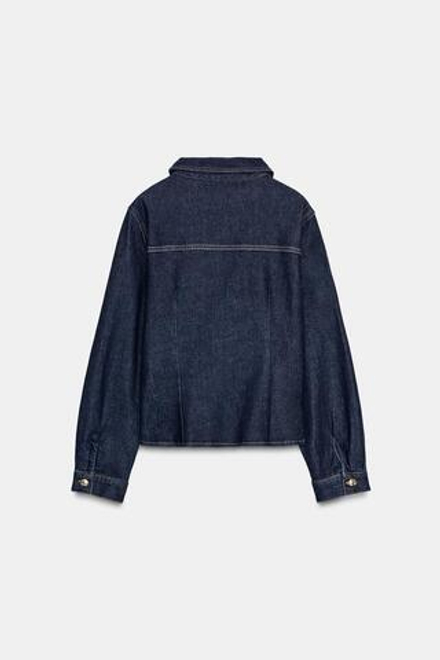 ZARA ПРИТАЛЕННАЯ ДЖИНСОВАЯ РУБАШКА Z1975, СИНИЙ