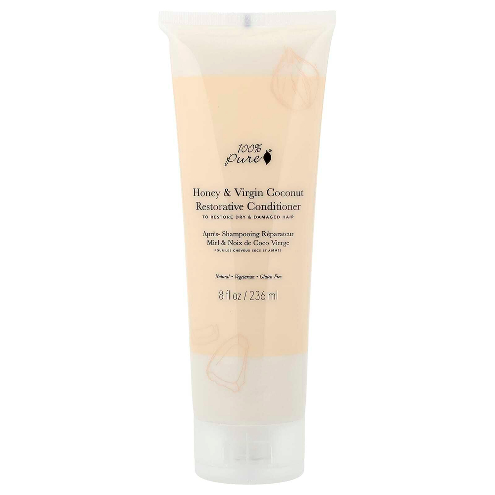100% PURE, Восстанавливающий кондиционер с медом и кокосом, для сухих и поврежденных волос, 236 мл (8 жидк. Унций)
