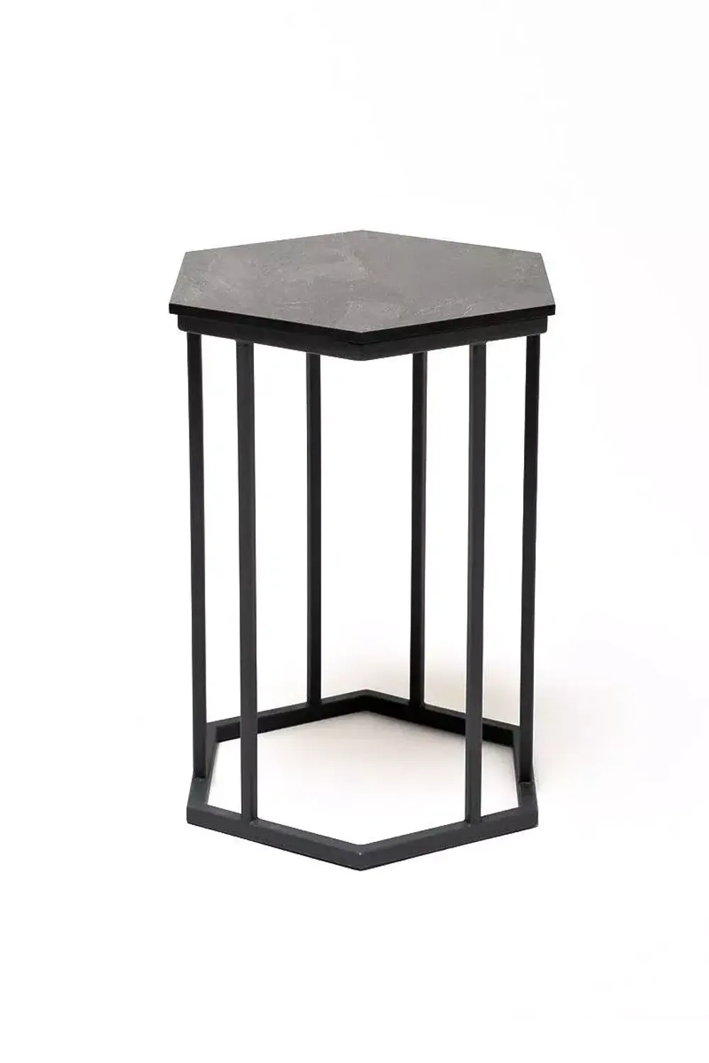 "Женева" интерьерный стол из HPL шестиугольный, D40, H55, цвет "серый гранит"