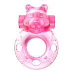 Розовое эрекционное виброкольцо 3,5х5,3см Baile Pink Bear Cock Rings BI-010083A