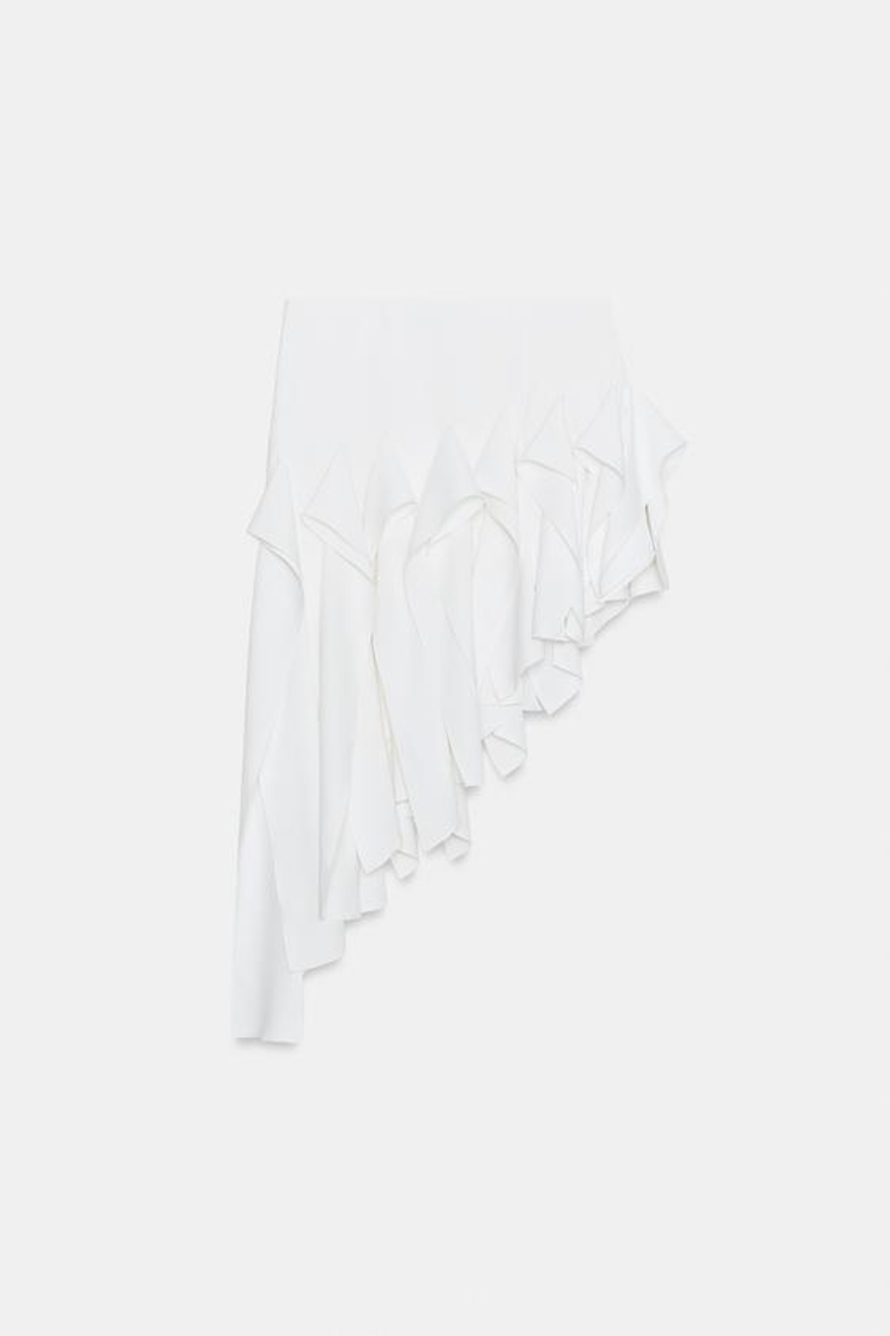 ZARA ЮБКА АСИММЕТРИЧНОГО КРОЯ С ВОЛАНАМИ — ZW COLLECTION, ЭКРЮ