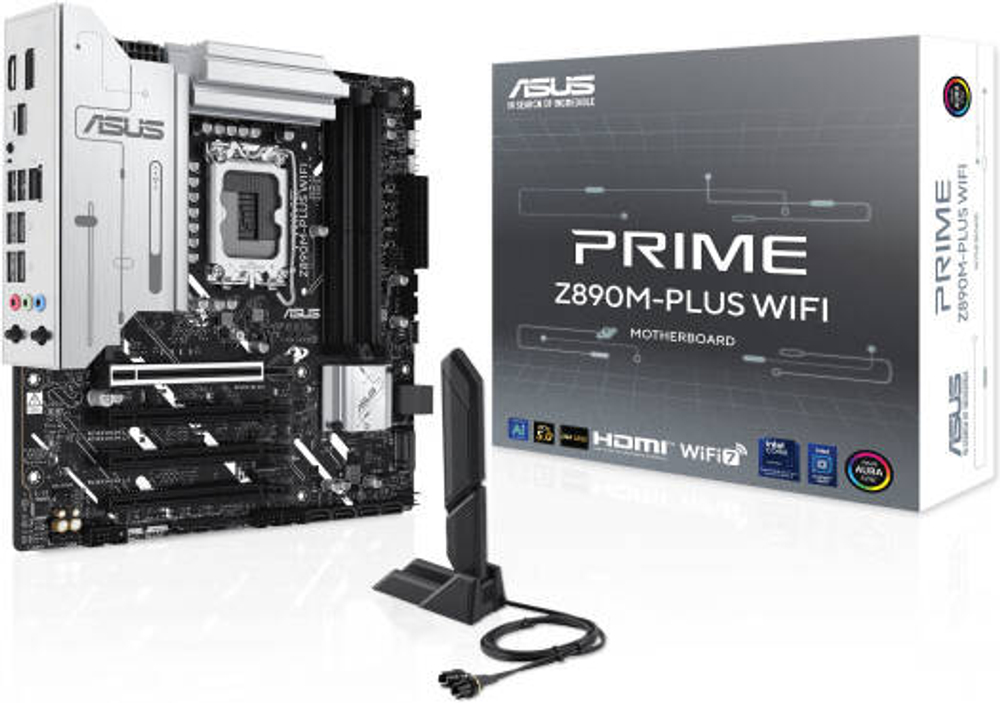 Сист.плата ASUS PRIME Z890M-PLUS WIFI, Z890, 1851, 4xDDR5, PCI-E x16, M2, SATA, DP, HDMI, USB-C 20GBps, WIFI7, BOX