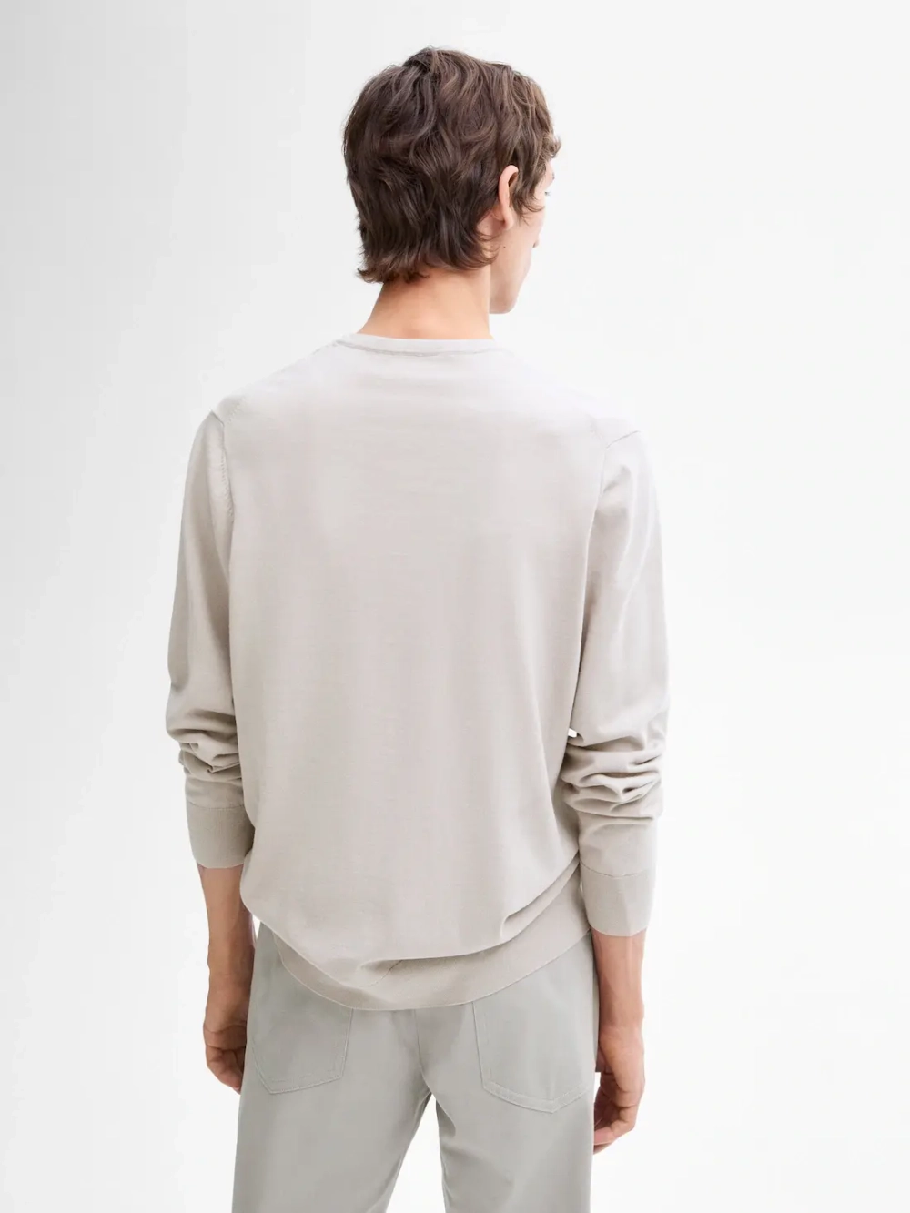 Massimo Dutti Хлопковый свитер с длинными рукавами, цвет льда