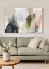 Постер Native 120х80 см, зелёный, розовый, голубой