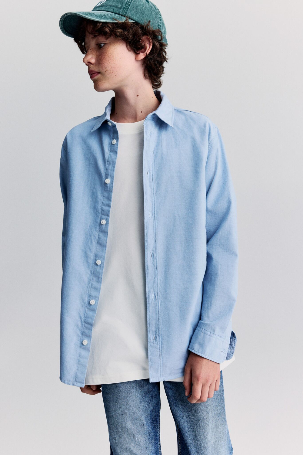 H&M Рубашка из хлопка, светло-голубой