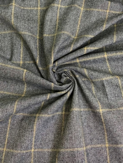 Костюмная шерсть принт клетка, серый, NB#322