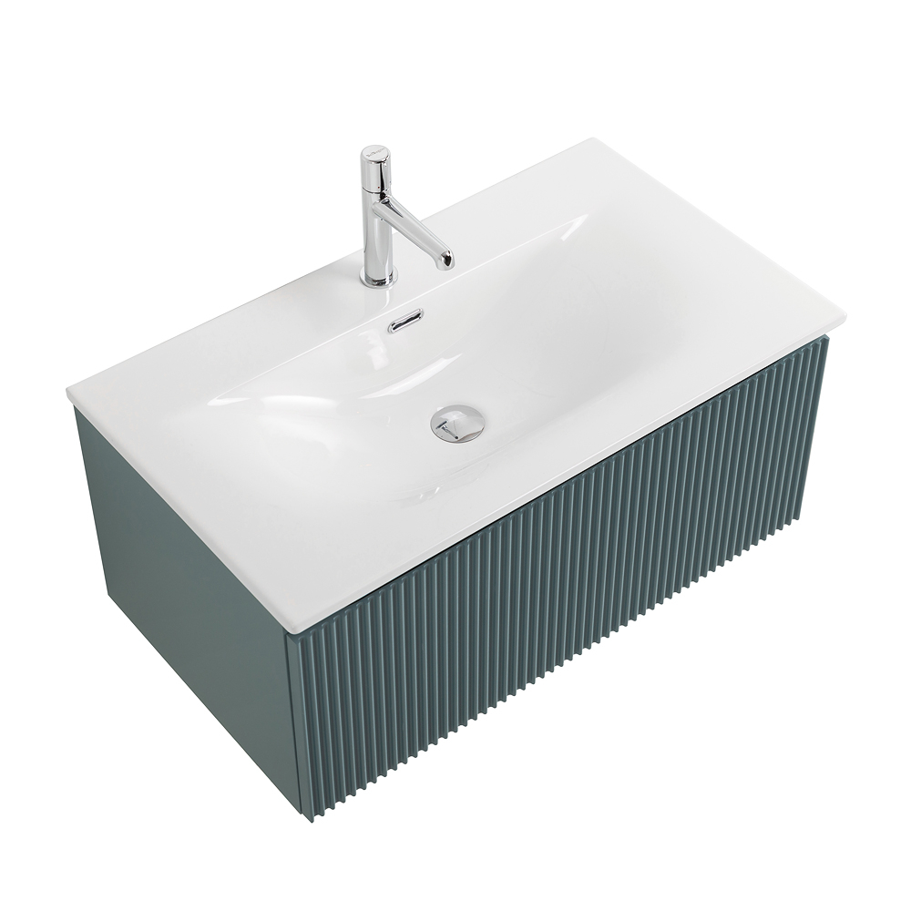 Тумба с раковиной подвесная BelBagno UNO-800-1C-SO-AO Голубой матовый, раковина белая BB-8099-80