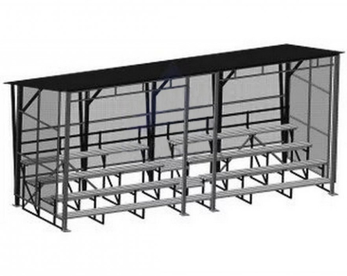 Трибуна стационарная 3-х рядная с подъемом первого ряда с навесом