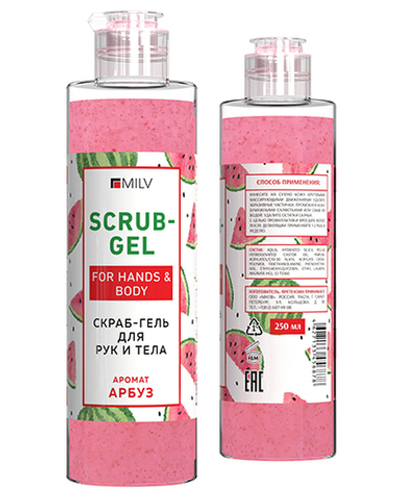 Скраб-гель для рук и тела MILV «Арбуз» 250 мл.