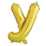 Фольгированный шар с клапаном (16''/41 см) Мини-буква, У, Золото, 1 шт. в упак.