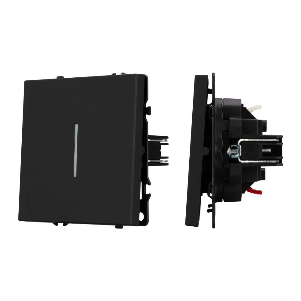 Механизм выключателя одноклавишный непроходной LED SWT-NOBE-MK01-SFPL-L-BK (230V, 10A) (Arlight, -) 054258