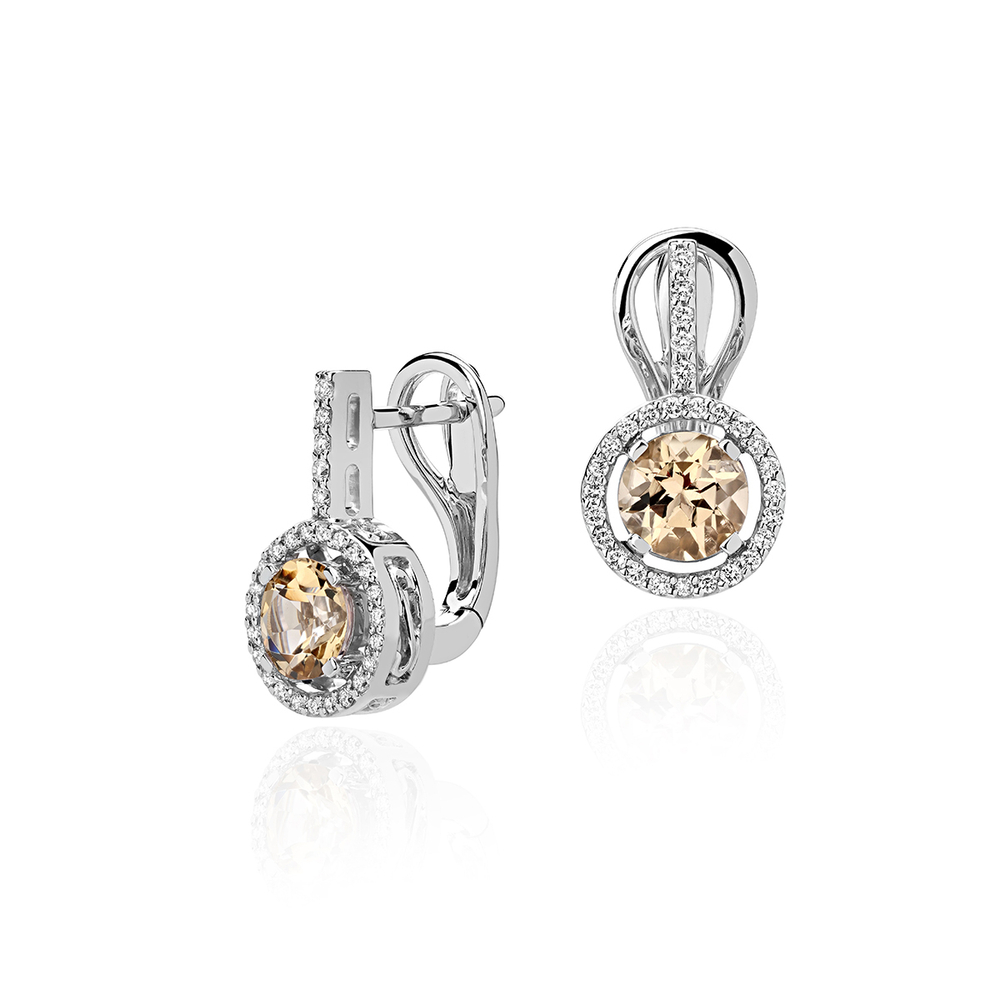 Серьги с бриллиантом  из белого золота JA-S-213537-1
