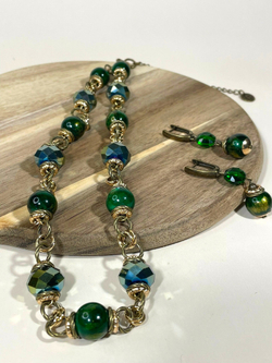 Комплект колье и серьги муранское стекло