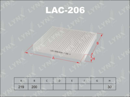 Фильтр салонный LYNX LAC-206
