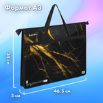 Папка для рисунков и чертежей с ручками BRAUBERG А3 пластик молния сверху "Black&gold marble" (2 штуки в упаковке)