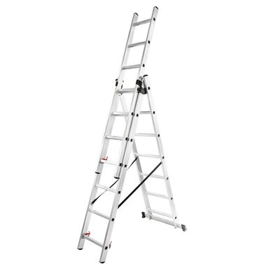 Лестница комбинированная трехсекционная (3х11ступенек, max нагрузка 150кг, вес 14,4кг) FORCEKRAFT FK-BL-E311