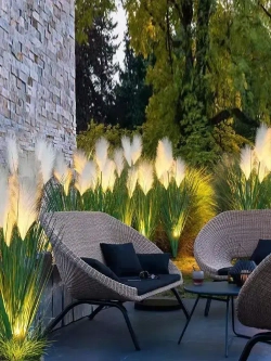 Декоративный садовый уличный светильник на солнечной батарее "Фонарик Тростник" 1 шт. ТРОЙНОЙ