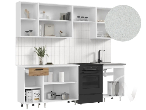 ЛДСП Кухня Рио NEW 2;4м (белый/дуб крафт/антарес)