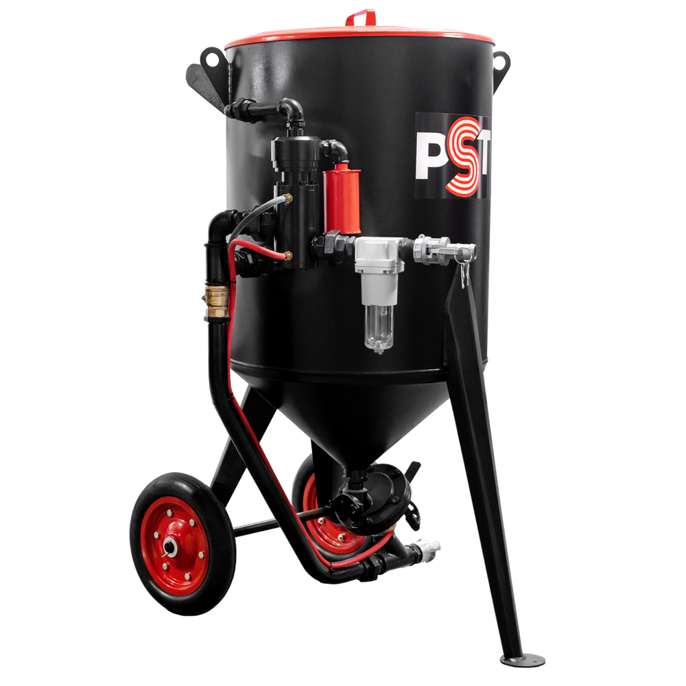 Напорная пескоструйная бочка PST-200-3 с фильтром и КПДУ, универсальным дозатором