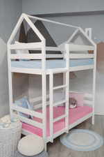 Кроватка-Домик детская Classic Сосна Двухъярусная 180х90 - Белая