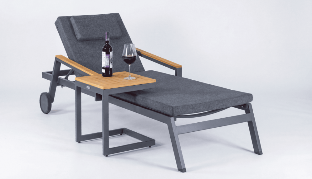 Шезлонг СПОНДА С карбон, с матрасом и подушкой