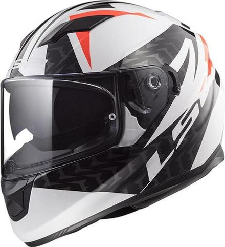 LS2 Шлем мотоциклетный интеграл с принтом FF320 STREAM EVO COMMANDER бело-черно-красный