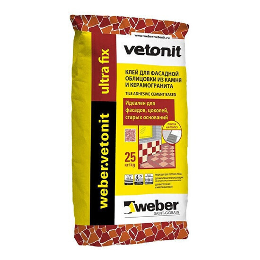 Клей для фасадной облицовки Weber.Vetonit Ultra Fix 25 кг