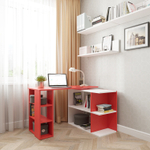 Угловой поворотный стол ДОМУС СТР08 белый/красный (левый), 135х50 см