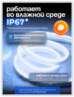 Неоновая светодиодная лента PJShop 4м, 8х16мм, 220В, IP 67, гибкий неон, синий, кратность реза 10 см