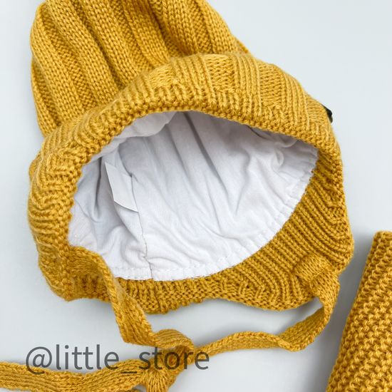 Шапка демисезонная "Дино" со снудом, Горчица